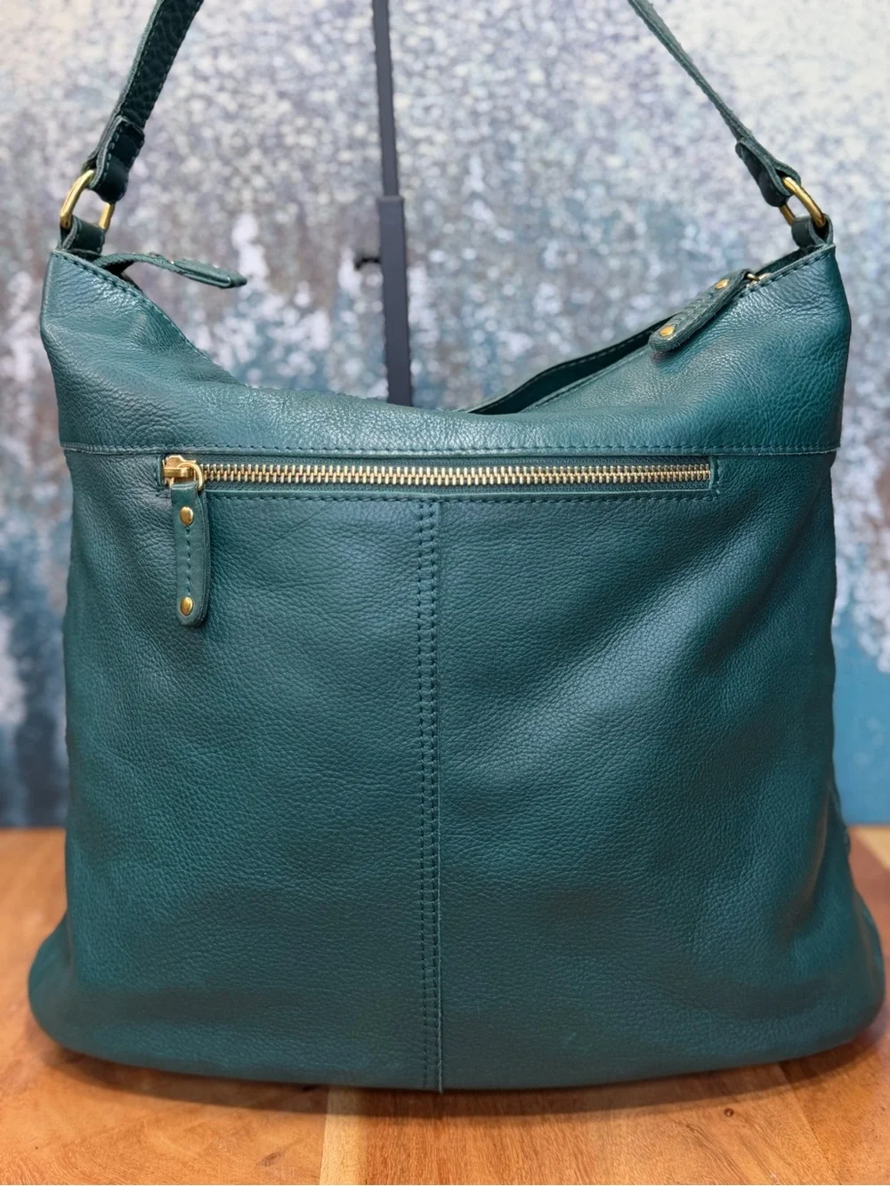 American Leather Co Boho Hunter Green Patchwork Leather Satchel/Crossbody (EUC)